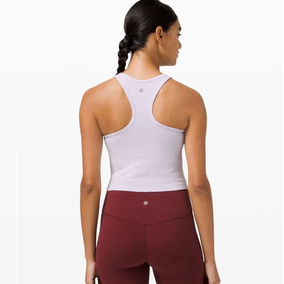 Lululemon Ebb To Street Racerback Crop Tank Top Lavender Size 8 Flawed* - Picture 7 of 8